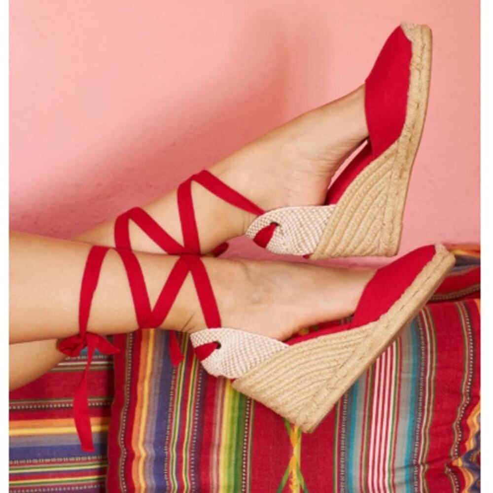 Soludos Women's Flamenco Red The Marseille Wedge Espadrille Sandals Size 9